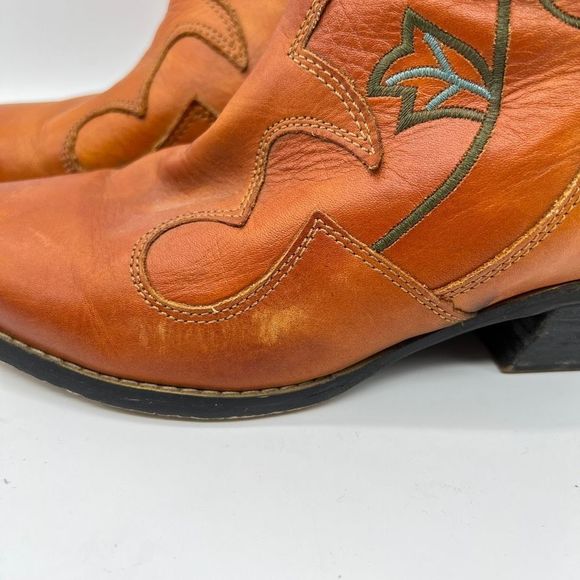 Orange Embroidered Ankle Boots - Picture 7 of 16